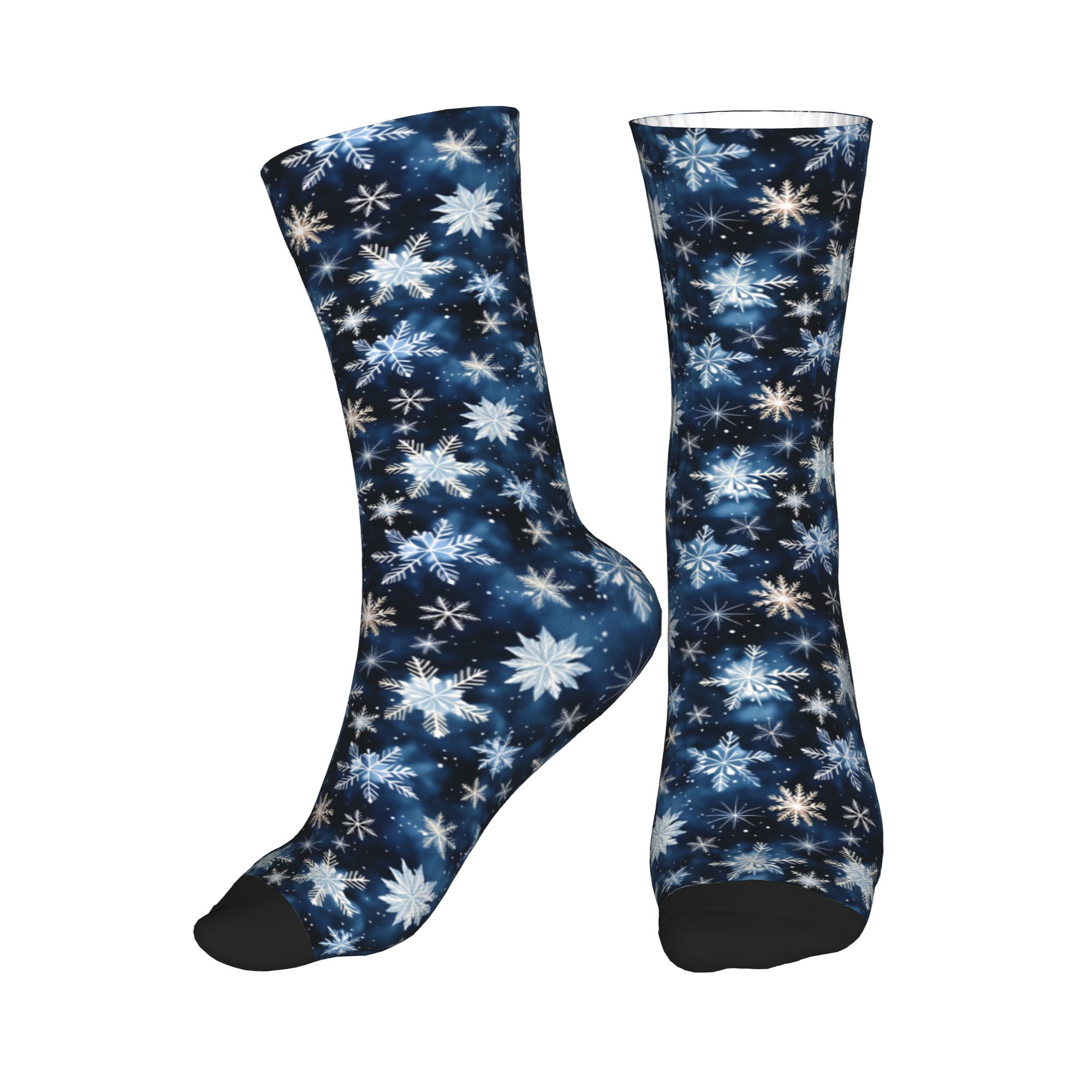 Dress Sock Men - ถุงเท้าลายน้ำแข็งสีน้ำเงินกรมท่าสำหรับผู้ชาย ถุงเท้าพิมพ์ลาย 3 มิติ สนุกสนานสำหรับทุกเพศ