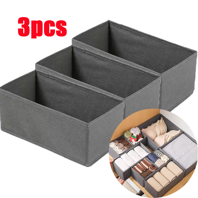 Sock Organizer Tray - กล่องเก็บของผ้า 3 ชิ้น สำหรับจัดระเบียบตู้เสื้อผ้าและเก็บถุงเท้า ชุดชั้นใน เนคไท