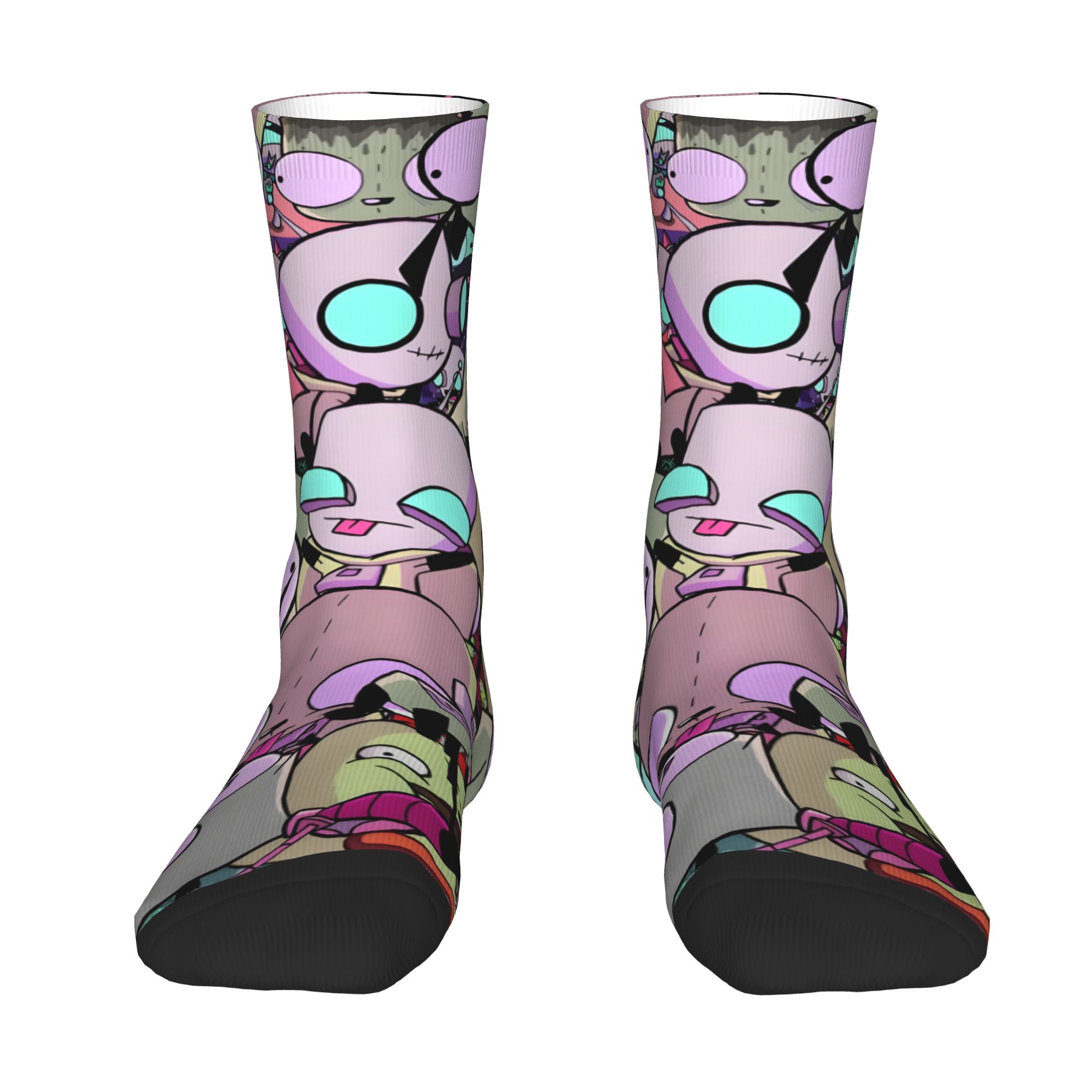Dress Sock Men - ถุงเท้าลายการ์ตูน I-Invader Z-Zim แบบกำหนดเอง สำหรับผู้ชายและผู้หญิง ถุงเท้าคาวาอี้สำหรับทุกฤดูกาล