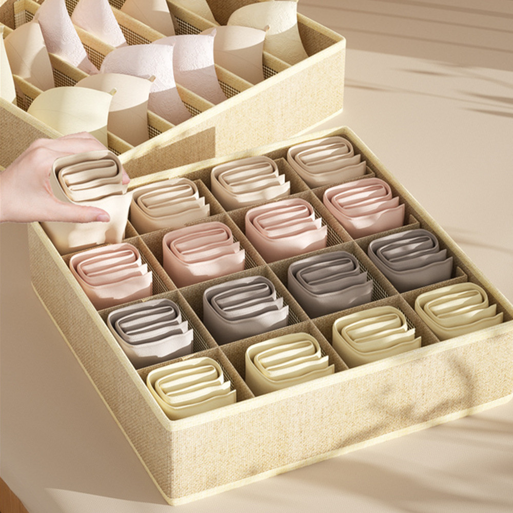 Sock Organizer Tray - ชุดชั้นในกล่องสําหรับ Bras กางเกงถุงเท้า Organizer แบ่งไม่ทอพับตู้ Closet