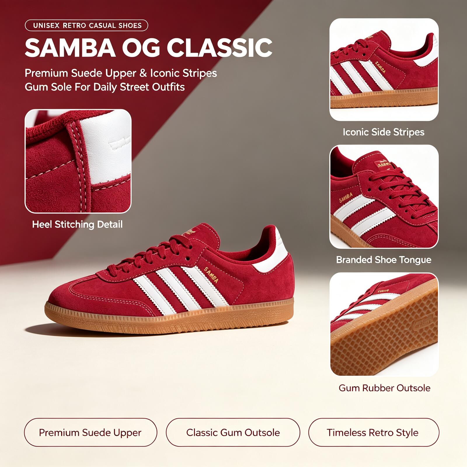 รองเท้าผ้าใบ Adidas SAMBA OG K - Adidas Shoes Samba บทวิจารณ์และราคา